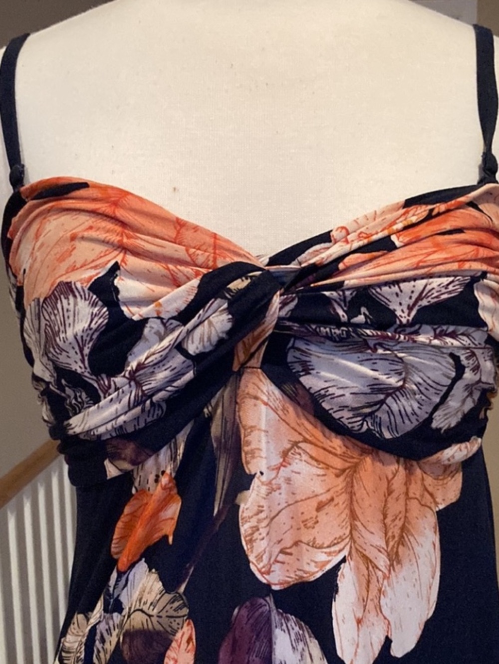 Tommy Bahama Navy Maxi Dress with Peach Floral Print - Picture 2 of 6
